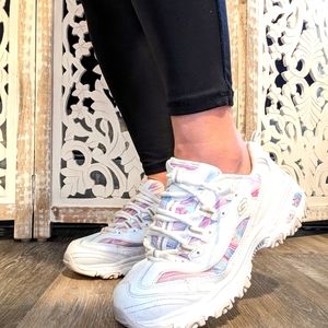 Skecher's Chunky White and Tye-Dye Shoe